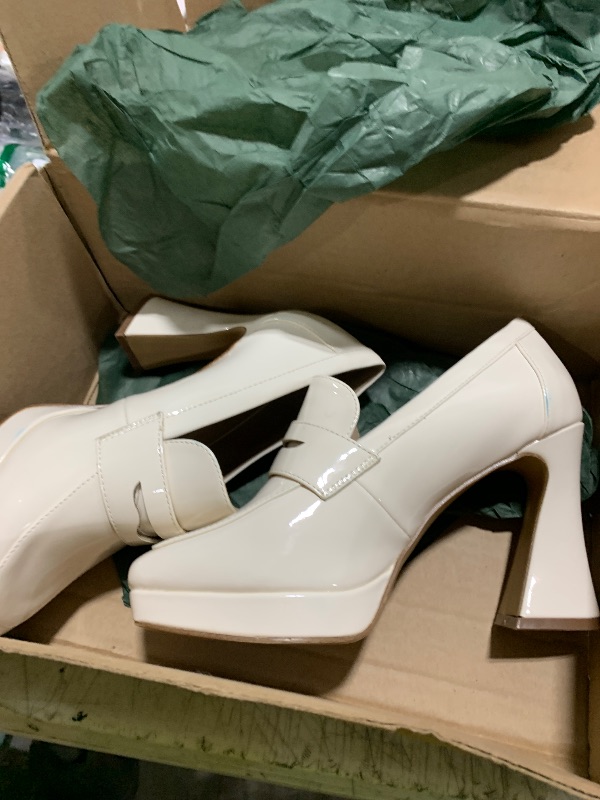 Photo 1 of JENN ARDOR Women's Platform Loafer Heels Square Closed Toe Chunky Block High Penny Loafers Pumps Elegant Comfort Casual Slip On Wedding Dress Shoes 7