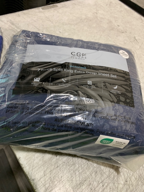 Photo 1 of Extra Deep Split King Sheet Set - 7 Piece Breathable & Cooling Sheets - Hotel Luxury Bedding Set 18-24 Inch Extra Deep Pockets - Easy Fit, Super Soft, Wrinkle Free & Comfy - Navy Blue, Split King Size