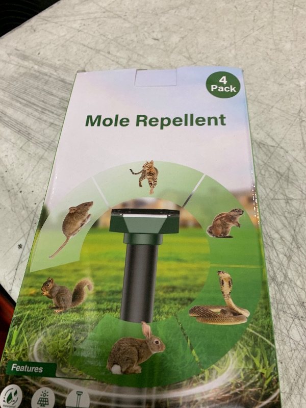 Photo 1 of Snake & Mole & Rabbit Repellent Solar Powered, Ultrasonic Deterrent, IP65 Waterproof, to Get Rid of Vole, Gopher, Groundhog, Rodent, Chipmunk, Raccoon and Skunk for Lawn & Garden, 4 Pack