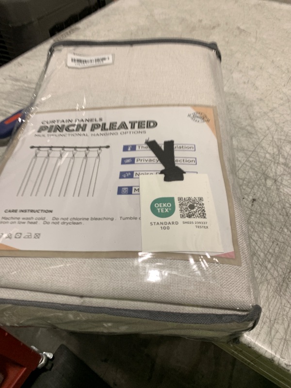 Photo 1 of 100% Blackout Shield Linen Look Textured Pinch Pleated Curtains Blackout Drapes 84 Inch Long 2 Panels Set, Faux Linen Blackout Curtains for Bedroom & Living Room, 40" W x 84" L, Beige