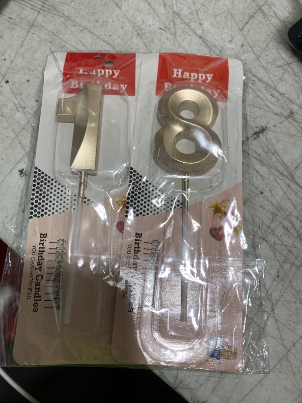 Photo 1 of 18th Birthday Candles 18 Number Candles Champagne Gold Happy Birthday Candles for Cake 3D Design Cake Topper Decoration for Birthday Party Anniversary Wedding Celebration Cake Decorations