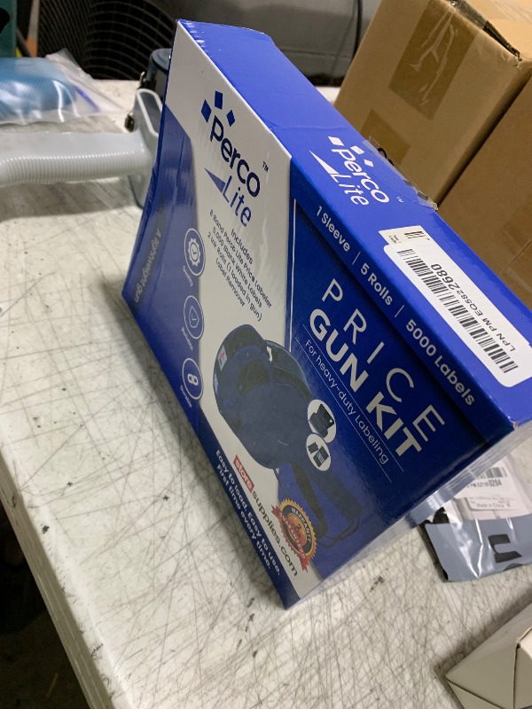 Photo 1 of Perco Lite 1 Line Price Gun with Price-Marking Labels Kit — Includes 5,000 Blank White Labels, 1 Gun Clip, 2 Ink Rollers — 1 Ink Roll & Labels Preloaded — Ideal for Retail Pricing, Inventory, and More