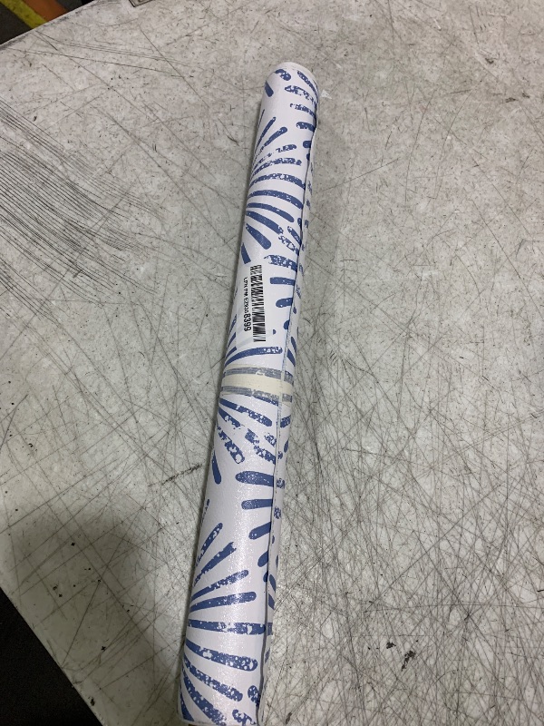 Photo 1 of Safiyya 118"x17.3" Peel and Stick Wallpaper Blue and White Contact Paper Geometric Wallpaper Self Adhesive Removable Wallpaper for Bedroom Covering Vinyl Rolls