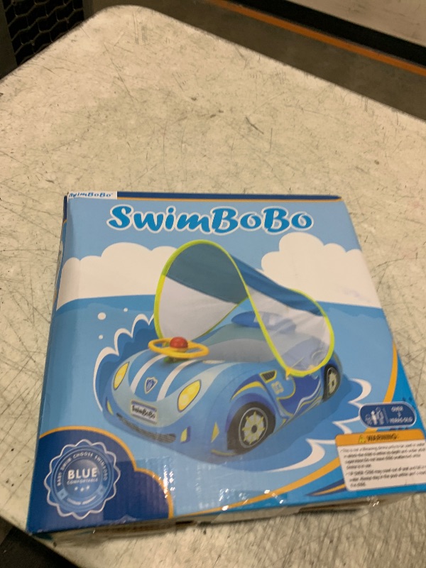 Photo 1 of Swimbobo Toddler Pool Float Inflatable Car Baby Swim Float with Adjustable Sun Canopy and Safety Seat Pool Toys for Kids 3+ Years Old (Blue Sports Car)