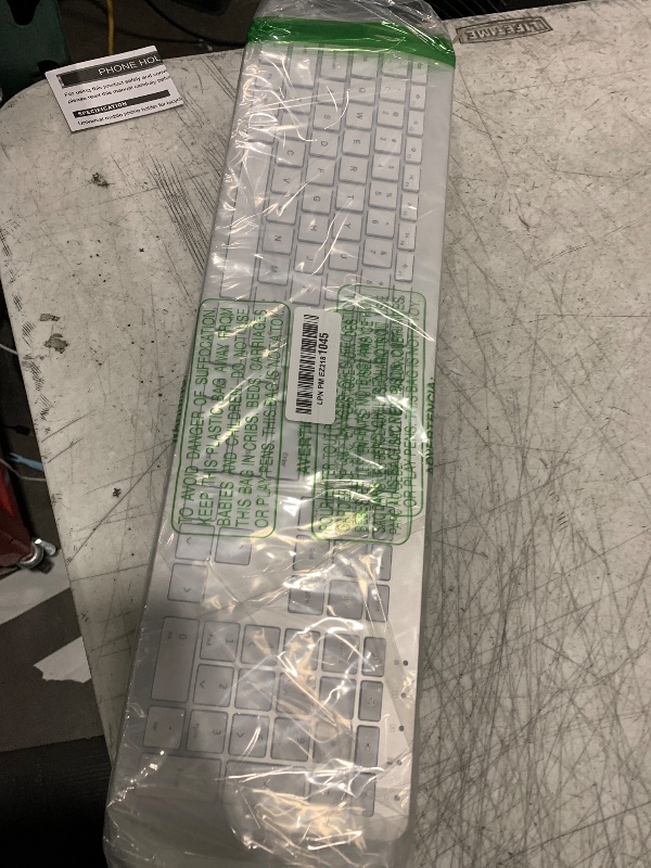 Photo 1 of Wireless Keyboard and Mouse Combo - Full Size Slim Thin Wireless Keyboard Mouse with Numeric Keypad 2.4G Stable Connection Adjustable DPI (White & Silver)