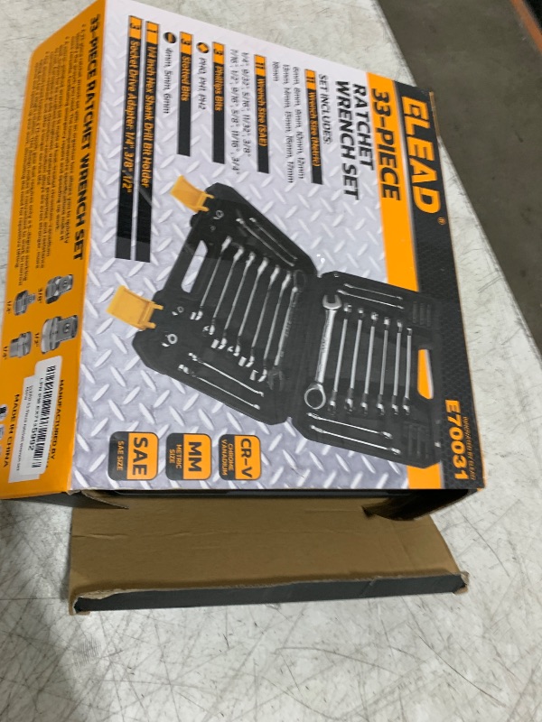 Photo 1 of ELEAD 33-Piece Combination Ratchet Wrench Set | CR-V Steel | SAE & Metric Sizes | 72-Tooth Gear Design | Organizer Carry Case | Ideal for Mechanics & DIY