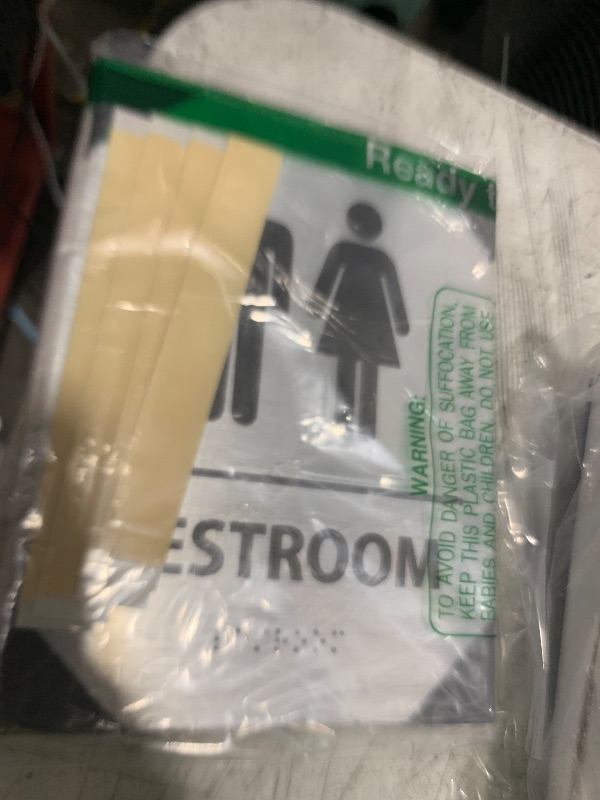 Photo 1 of ADA-Mark Modern Restroom Sign for Business - 2PK ADA Compliant Braille Bathroom Sign with Easy Installation - 6" W x 8" H
