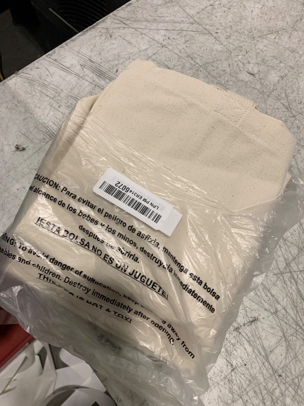 Photo 1 of Blank Bulk Canvas Tote Bags Wholesale Organic, Natural Color Plain Bags for Decorating, Heat Transfer, Printing, DIY, Crafts (3 Bags)