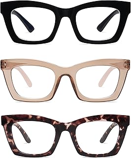 Photo 1 of AMOMOMA Trendy Oversized Blue Light Stylish Readers for Women,Retro Square Cute Sturdy Computer Womens Reading Glasses AM6042
