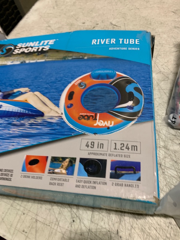 Photo 1 of 2025 New & Upgraded Sunlite Sports Heavy Duty River Tube Inflatable, Premium Water Float to Lounge Above Lake and River, Outdoor Water Raft Sport Fun, Recreational Use