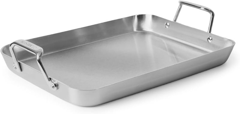 Photo 1 of Misen Stainless Steel Roasting Pan with Handles - Versatile 5-Ply Design, Easy Grip Handles, Multi-Functional Cooking, Ideal for Baking, Searing, & Roasting, Superior Heat Conduction, Premium - 13"
