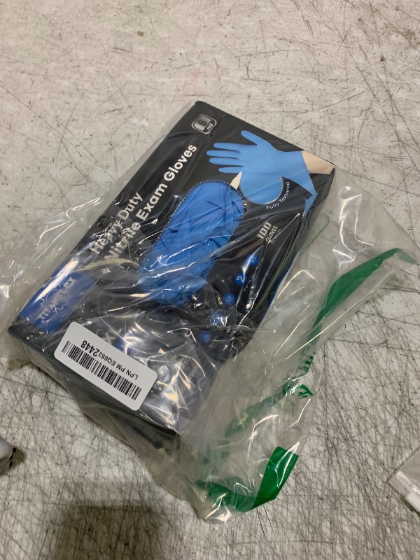 Photo 1 of TitanFlex Heavy-Duty Blue Disposable Nitrile Gloves, XXL, Box of 100, 6-mil, Fully Textured, Powder-Free, Latex-Free