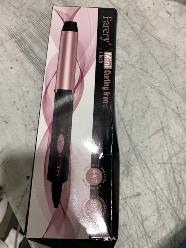 Photo 1 of 1 Inch Dual Voltage Ceramic Curling Iron with Keratin & Argan Oil, Mini Hair Curler, Travel Size with Storage Bag
