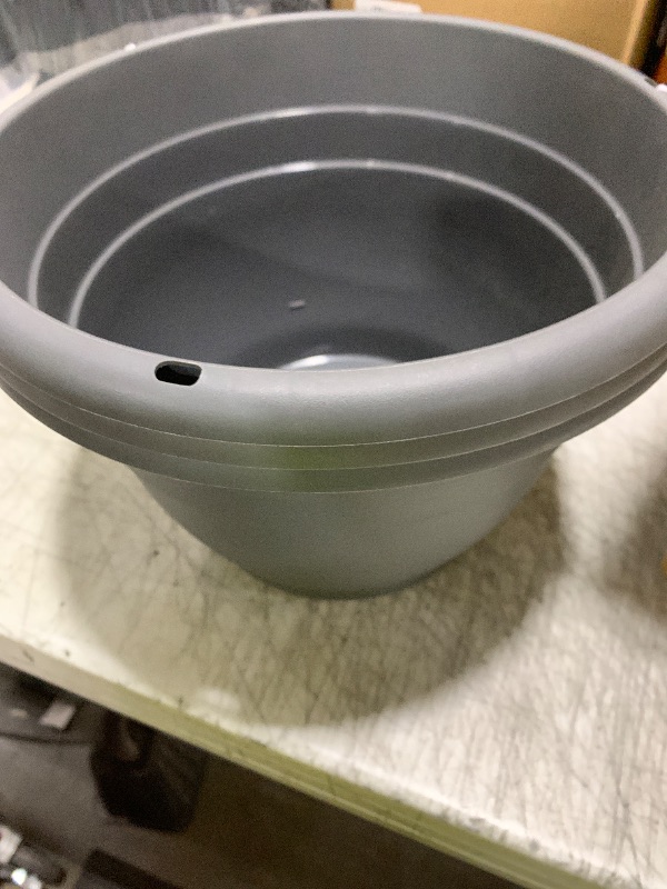 Photo 1 of RooTrimmer 3 Pack 11 Inch Plant Pots with Drainage Hole and Plug, Durable Plastic Flower Pots for Indoor & Outdoor Plants, Elegant Mordern Plant Pots Perfect for Herbs, Flowers & Succulents, Gray