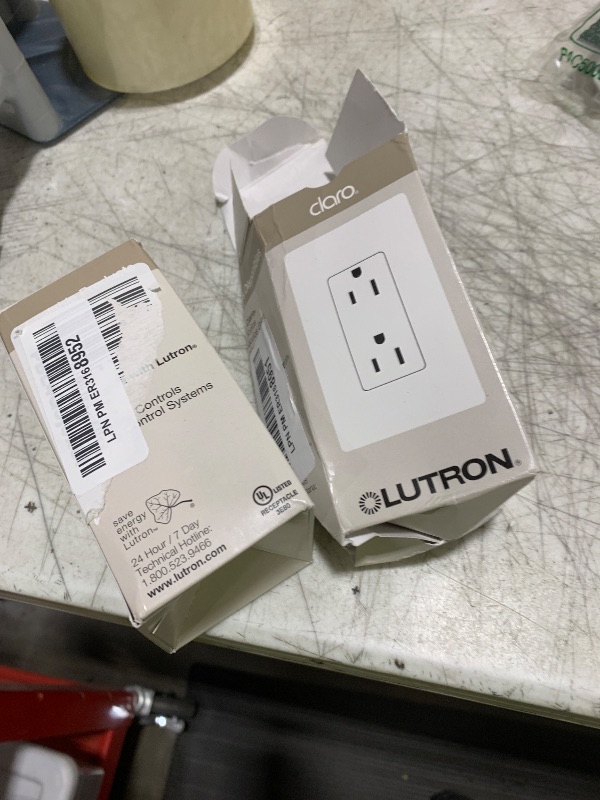 Photo 1 of Lutron CAR-15-WH Electrical Outlet, 15A Claro Decorator Receptacle - White 2 pack