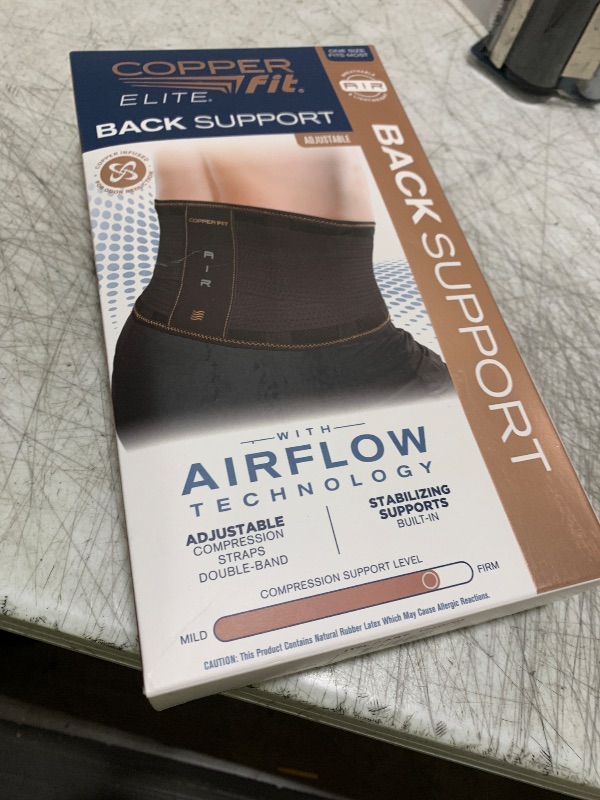 Photo 1 of Copper Fit Elite Air Back Support Brace with Airflow Technology, Adjustable Compression Straps, Double Band, One Size Fits Most