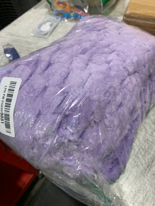 Photo 1 of BEDELITE Fleece Throw Blanket for Couch & Bed - 3D Jacquard Decorative Lavender Blanket, Super Soft and Cozy Warm Fuzzy Blanket All Seasons Suitable, 50x60Inches