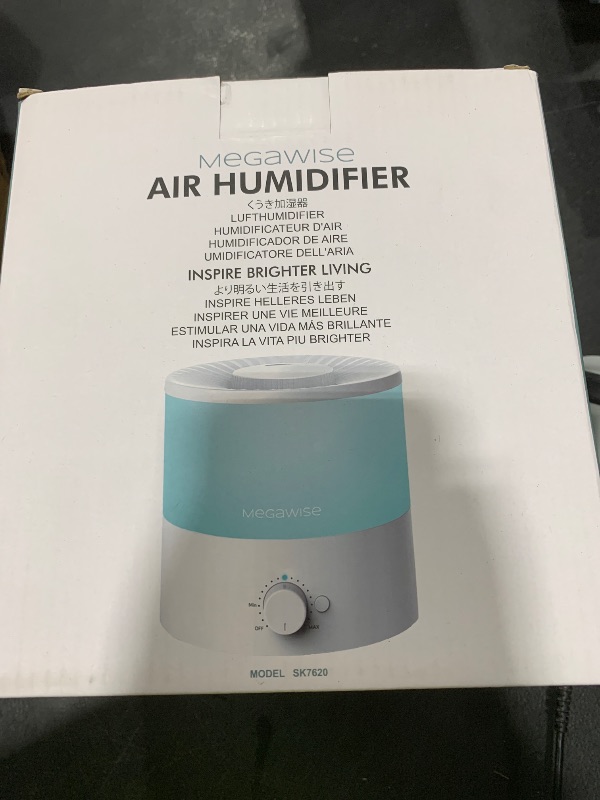 Photo 1 of MegaWise Ultrasonic Cool Mist Humidifier SK7620 - 1.5L Capacity, Whisper-Quiet Operation, Adjustable Mist Output, Auto Shut-Off - Ideal for Home, Office, Baby Room, and Bedroom