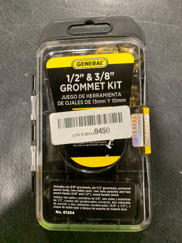 Photo 1 of General Tools 3/8"-1/2" Grommet Kit - Rustproof Solid Brass Grommets for Tarp Repair, Reinforcing Canvases, and Fabric Rings