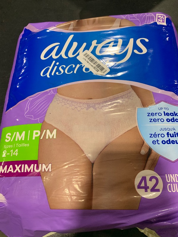 Photo 1 of Always Discreet Adult Incontinence Underwear for Women and Postpartum Underwear, S/M, Up to 100% Bladder Leak Protection, 84 Count (Packaging May Vary)