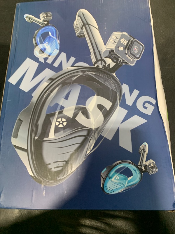 Photo 1 of QingSong Full Face Snorkel Mask for Adults, Snorkeling Gear with Camera Mount, 180 Degree Panoramic View Snorkel Set Anti-Fog Anti-Leak