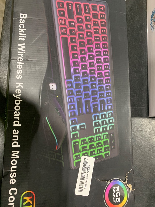 Photo 1 of Wireless Keyboard and Mouse Combo, RGB Backlit, Rechargeable & Light Up Letters, Full-Size, Ergonomic Tilt Angle, Sleep Mode, 2.4GHz Quiet Keyboard Mouse for Mac, Windows, Laptop, PC, Trueque(Purple)