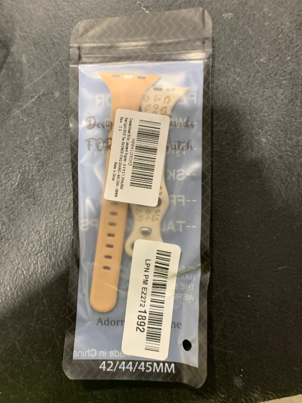 Photo 1 of CreateGreat Slim Leopard Engraved Bands Compatible with Apple Watch Band 41mm 40mm 38mm Women, Cheetah Silicone Strap for iWatch Series 10 9 8 7 6 5 4 3 2 1,Ultra,SE-Starlight.Nude Tan