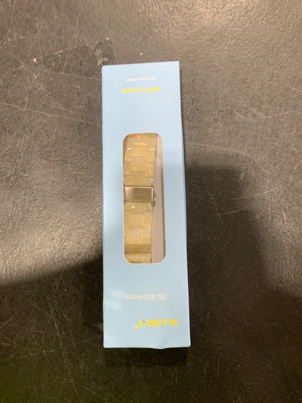 Photo 1 of MAIRUI Resin Watch Band Compatible with Apple Watch for Women Men 41mm/40mm/38mm Series 9/8/7/6 SE Slim Bands Strap Bracelet Wristband for iWatch 5/4/3/2/1/Ultra/Ultra 2(Iridescent Creamy White)
