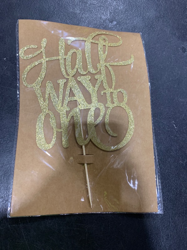 Photo 1 of AHAORAY Half Way To One Cake Topper - Gold Glitter 6 Months Birthday Decorations Supplies - Half Birthday Decorations Baby Girl, for Baby Shower/Gender Reveal Party Photo Booth Props