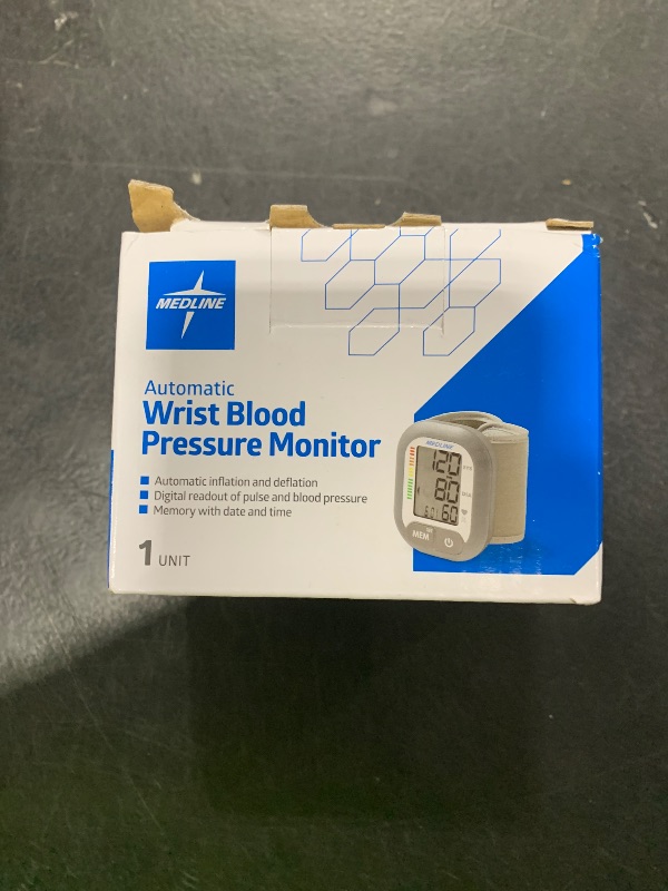 Photo 1 of Medline Digital Wrist Blood Pressure Monitor, Wearable, Digital LCD Display, Stores Up To 60 Readings, Batteries Included