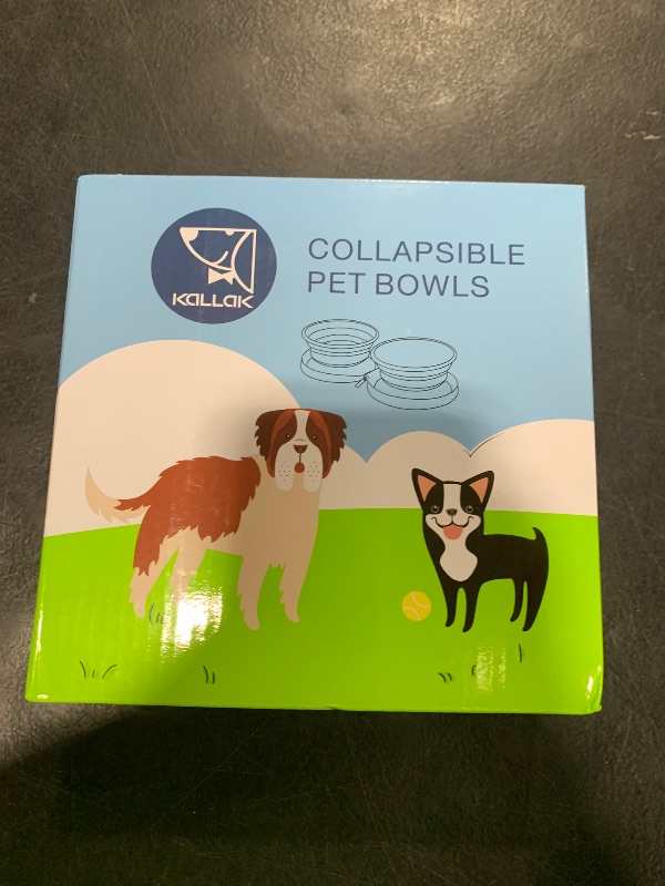 Photo 1 of KALLAK Portable 2 in 1 Pet Bowls with Zipper Carrying Case and Carabiner, Collapsible Double Travel Dog Bowls for Food and Water Feeding, Foldable Camping Dog Cat Bowl