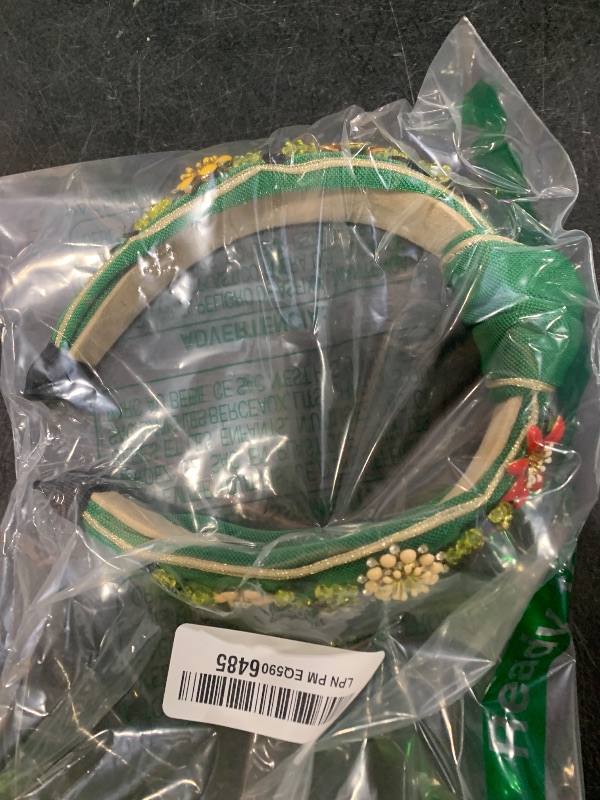 Photo 1 of QTMY Rhinestone Crystal Wide Headbands Knot Turban Fashion Vintage Hairband Elastic Hair Hoops Hair Accessories for Women Girls (Green)