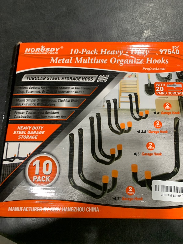 Photo 1 of HORUSDY 10-Pack Heavy Duty Garage Storage Hooks Assorted Utility Hooks, 9", 7", 5", 3.5", 3" Two Each