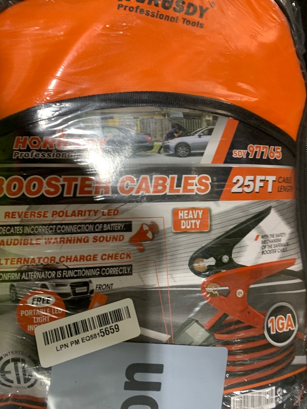 Photo 1 of HORUSDY 25FT Jumper Cables, 1-Gauge 800A Heavy Duty Jumper Battery Cables 25 Ft Booster Jump Start, Reverse Polarity Protection - ETL Certified