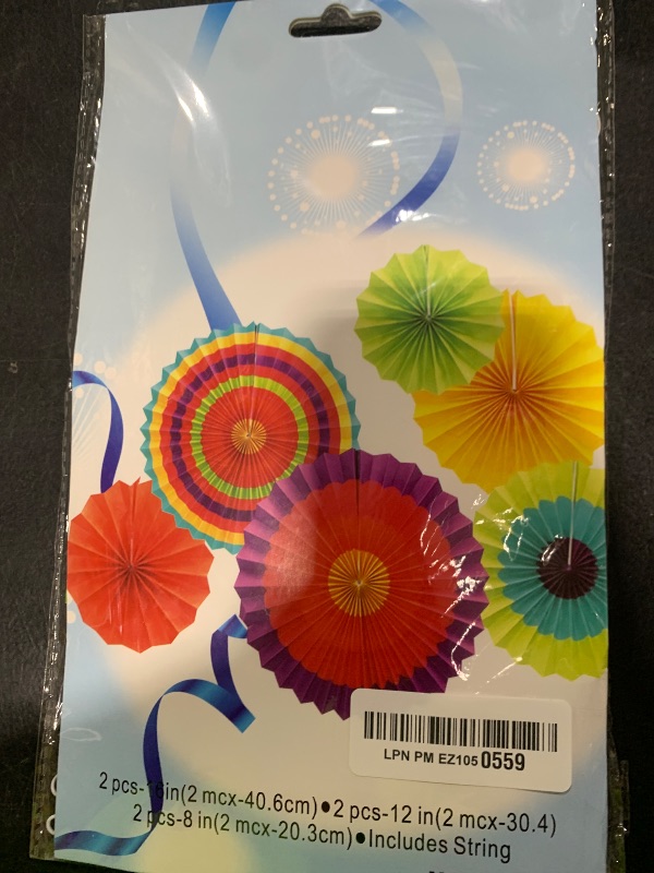 Photo 1 of Hanging Paper Fans Fiesta Party Decorations Supplies, 24PCS Photo Props for Cinco De Mayo Carnival Mexican Theme Taco Tuesday Colorful Kids Birthday Baby Shower Party, Multi-Color