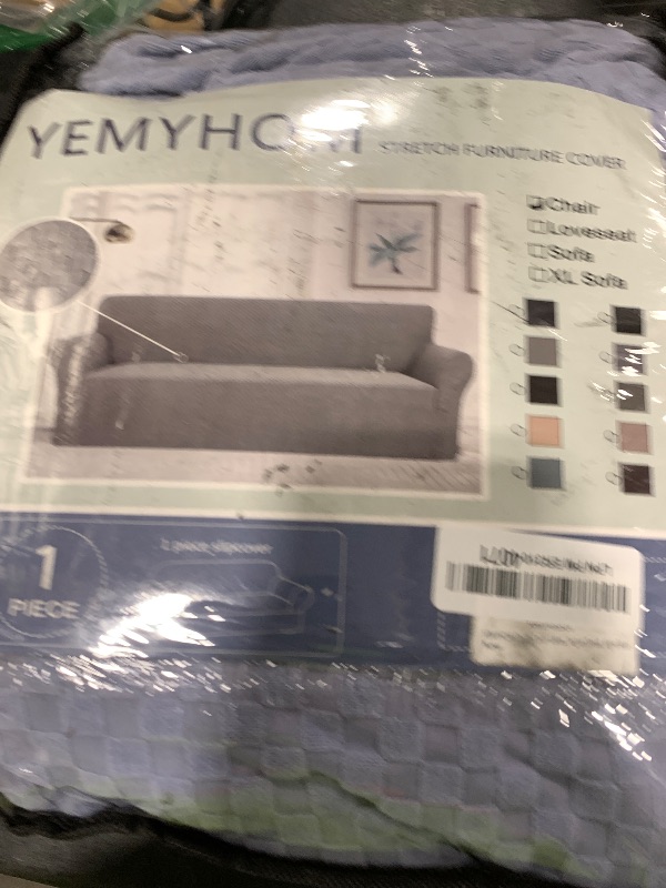 Photo 1 of YEMYHOM Couch Cover Latest Jacquard Design High Stretch Sofa Chair Covers for Living Room, Pet Dog Cat Proof Armchair Slipcover Non Slip Magic Elastic Furniture Protector (Small, Light Blue)