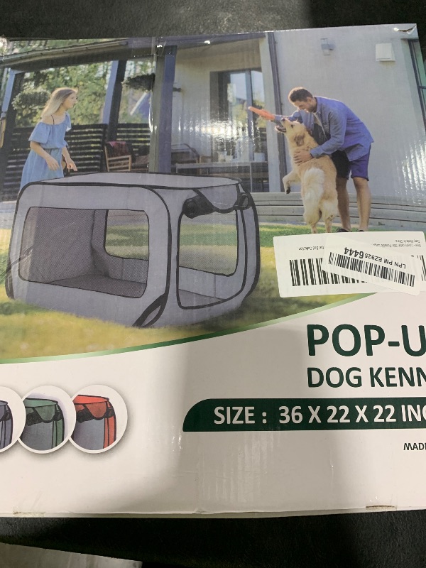 Photo 1 of Love's cabin 36in Portable Large Dog Bed - Pop Up Dog Kennel, Indoor Outdoor Crate for Pets, Portable Car Seat Kennel, Cat Bed Collection, Grey