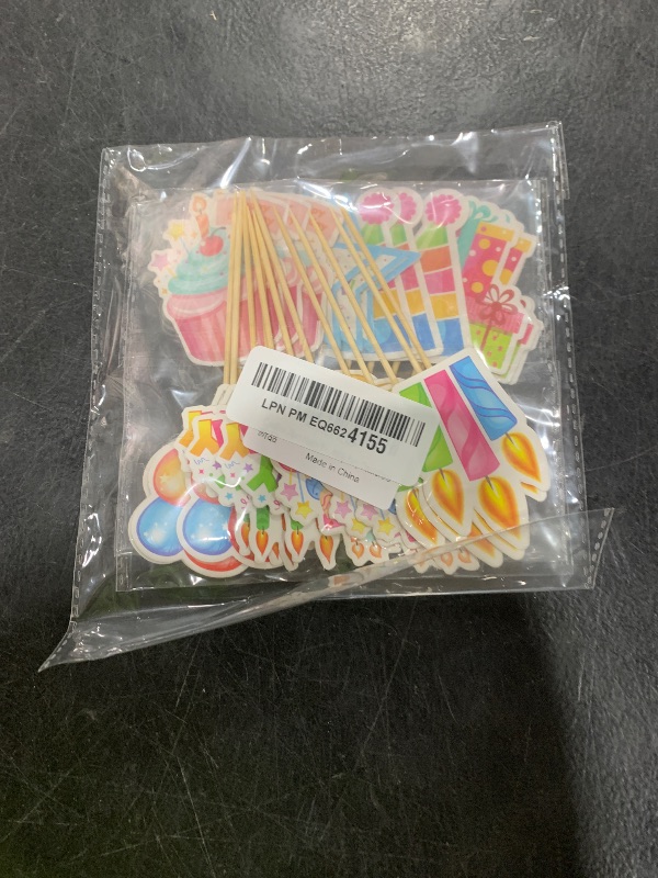 Photo 1 of Cyodoos 24pcs Happy Birthday Cupcake Toppers Colorful Birthday Cupcake Picks Baby Showe Kids' Birthday Party Decorations