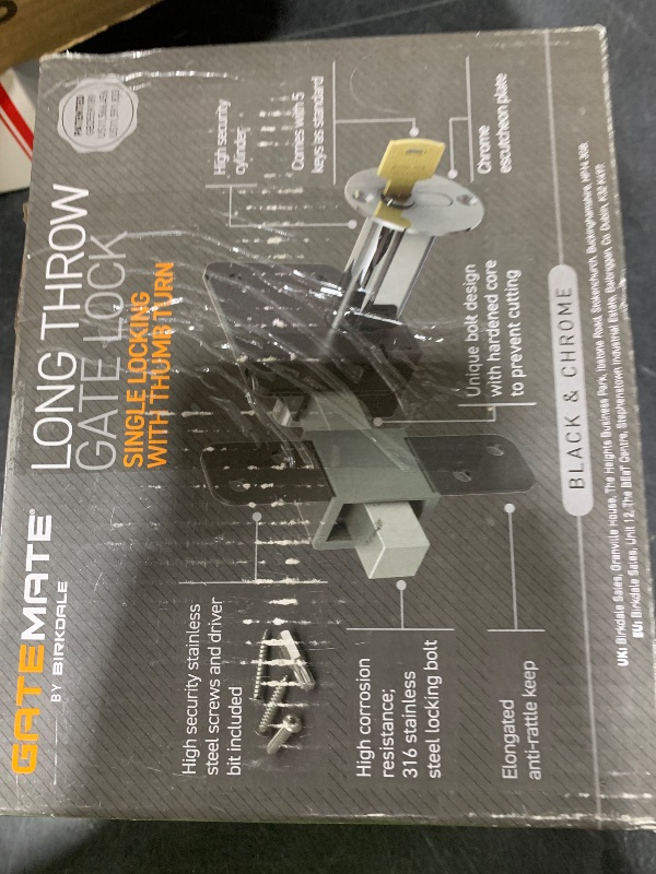 Photo 1 of GateMate Long Throw Gate Lock 1490116, Euro Profile Gate Lock for Sheds, Gates & Garage Doors, Keyed Outside & Inside Thumb Turn, 316 Stainless Steel, For Wooden Gates & Doors Up to 2¾” (70mm), 5 Keys