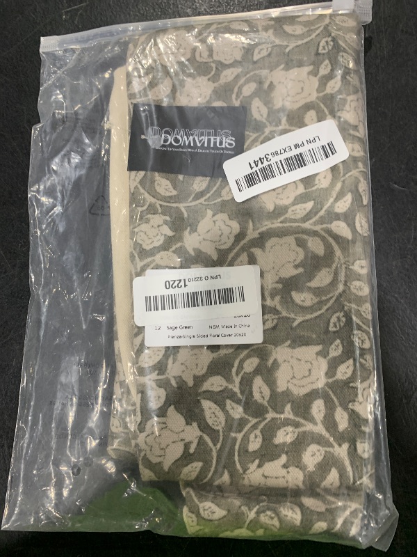 Photo 1 of DOMVITUS Floral Pillow Covers 20x20 Throw Pillow Covers Block Print Vintage Decorative Neutral Pillow Cover for Couch Bed Living Room Sage Green 1PC