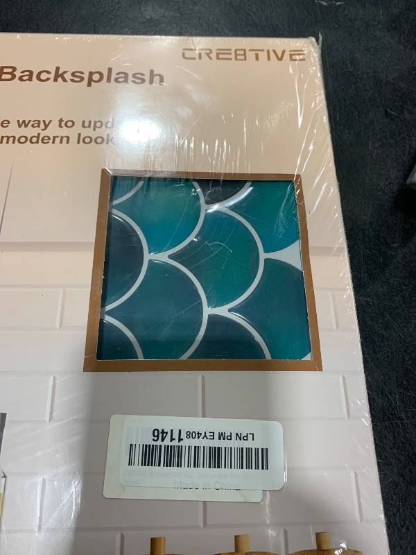 Photo 1 of CRE8TIVE 16 Sheets Dark Green Fish Scale Peel and Stick Tile Backsplash 12"x12" 3D Mermaid Scales Stick on Backsplash for Kitchen Waterproof Glossy Wall Tile for Bathroom Back Splashes Stove Fireplace
