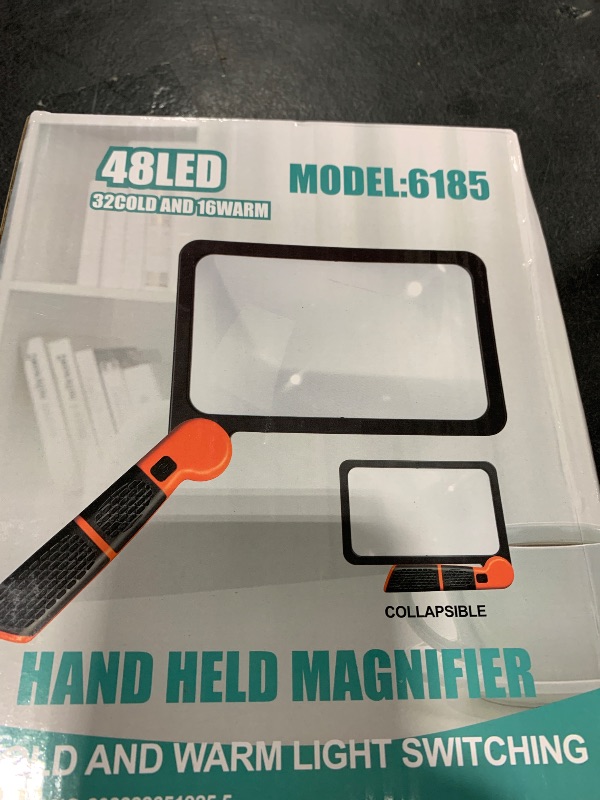 Photo 1 of Large Magnifying Glass with Light, Full Page 5X Magnifier 48LED Cold & Warm Light with 3 Modes, Folding Handheld Illuminated Lighted Magnifier for Seniors Low Vision Reading Inspection