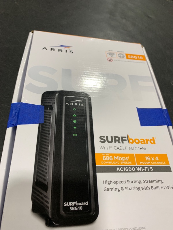 Photo 1 of ARRIS (SBG10) - Cable Modem Router Combo - DOCSIS 3.0 16 x 4 Gigabit & AC1600 WiFi, For Comcast Xfinity, Cox, check with ISP for compatibility [Not for Spectrum] 400 Mbps Max Internet Speeds