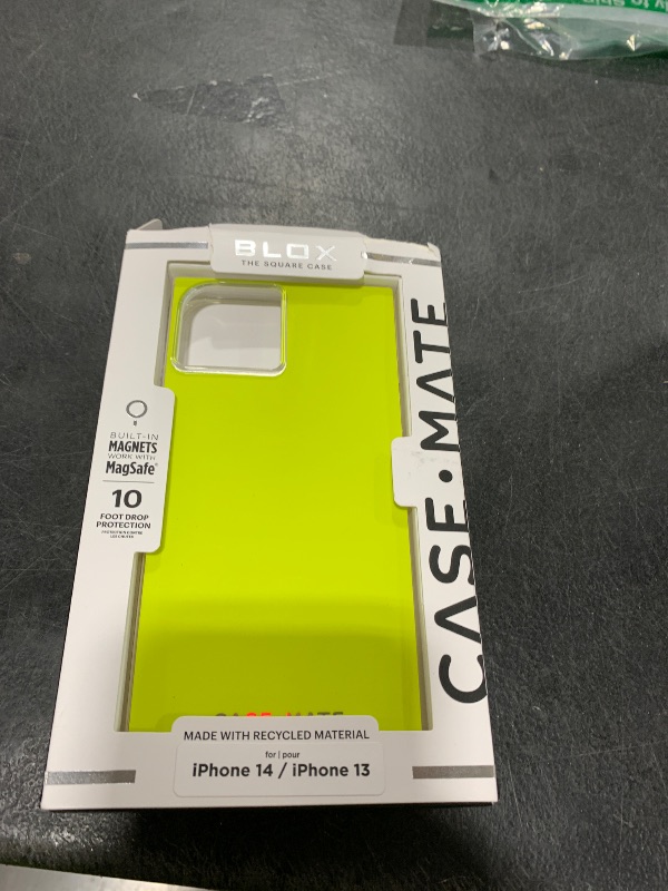 Photo 1 of Case-Mate BLOX iPhone 14/13 Case - Neon Lemon [10FT Drop Protection] [Compatible with MagSafe] Luxury Cover with Edges for iPhone 14/13 6.1", Anti-Scratch, Shock Absorbent