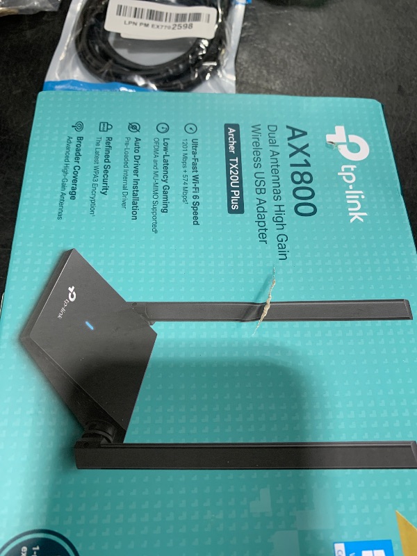 Photo 1 of TP-Link WiFi 6 USB Adapter for Desktop PC - (Archer TX20U Plus) AX1800 Wireless Network Adapter with 2.4GHz, 5GHz, High Gain Dual Band 5dBi Antenna, WPA3, Supports Windows 11/10
