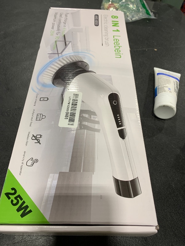 Photo 1 of Leebein Electric Spin Scrubber, Cordless Cleaning Brush with 8 Replaceable Brush Heads, Tub and Floor Tile 360 Power Scrubber Dual Speed with Adjustable & Detachable Handle for Bathroom Kitchen Car
