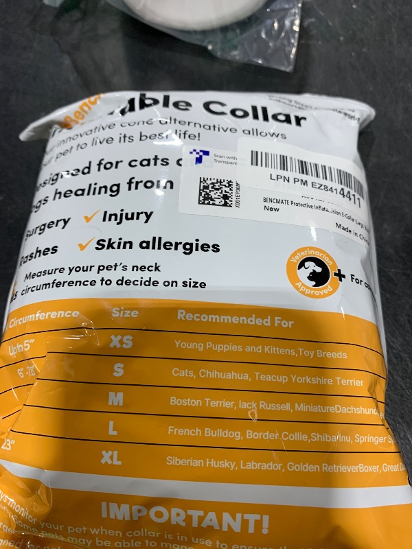 Photo 1 of BENCMATE Inflatable Dog Cone Collar Alternative, Soft Dog Cone for Small Medium Large Dogs and Cats, Neck Recovery ECollar Donut Collar After Surgery (Large, Blue)