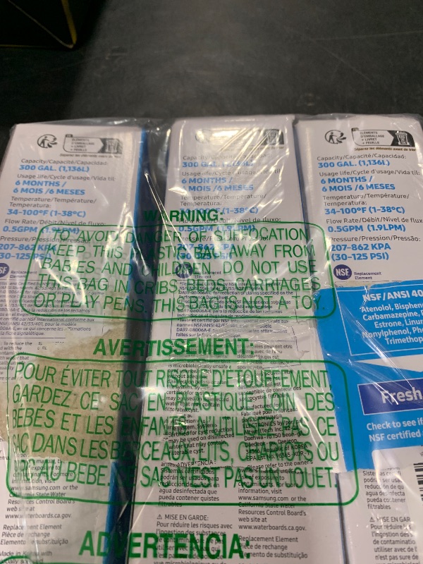 Photo 1 of NSF 53&42 Certified DA29-00020B Refrigerator Water Filter Replacement for Samsung DA29-00020A/B,DA29-00020A,HAF-CIN, HAF-CIN/EXP, DA97-08006A, Kenmore 46-9101,RF28HMEDBSR (Pack of 3)