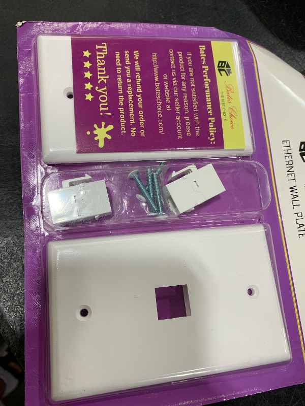 Photo 1 of Bates- 1 Port Ethernet Wall Plate, 2 Pack with 2 Pcs of Cat6 Keystone Jack, Ethernet Wall Outlet, RJ45 Wall Plate, Ethernet Wall Jack, Cat 6 Wall Plate and Jack, Ethernet Outlet, Cat6 Wall Plate