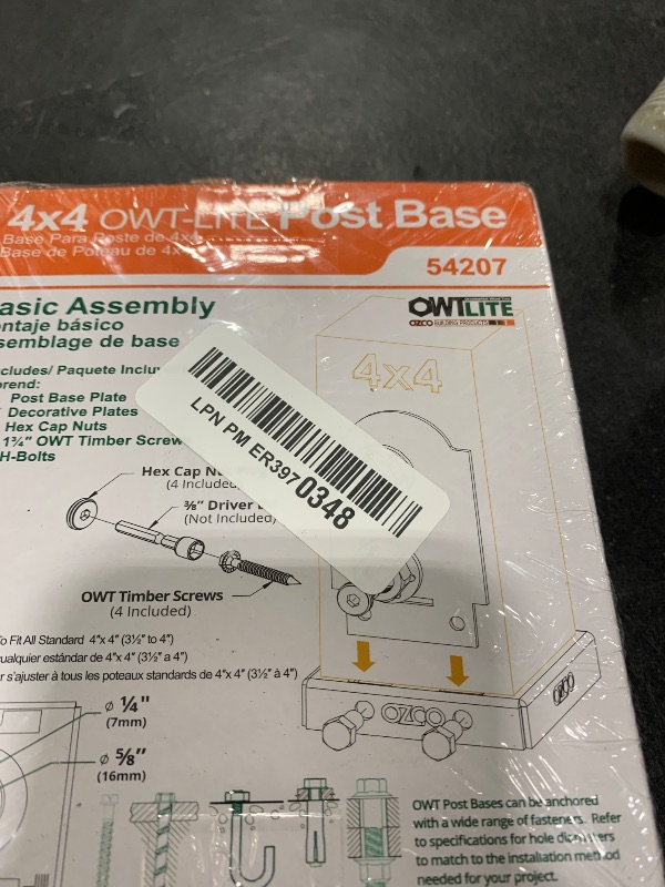 Photo 1 of OZCO 54207 Laredo Sunset Lite 4x4 Post Base, (1 per Pack),Black
